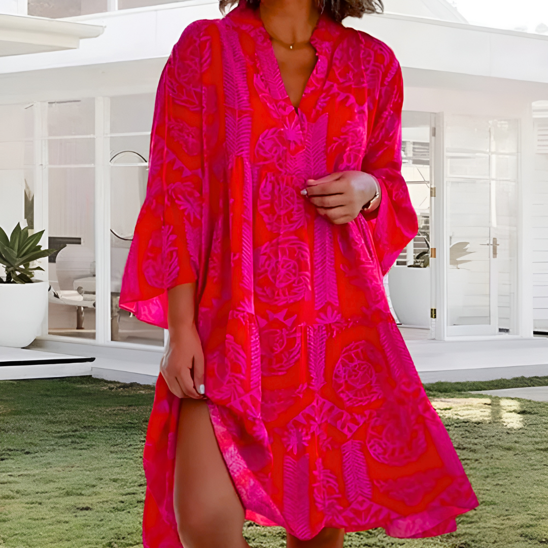 Luchtige Dames Tuniekjurk Met Etnisch Patroon – Ideaal Voor Zomerse Dagen