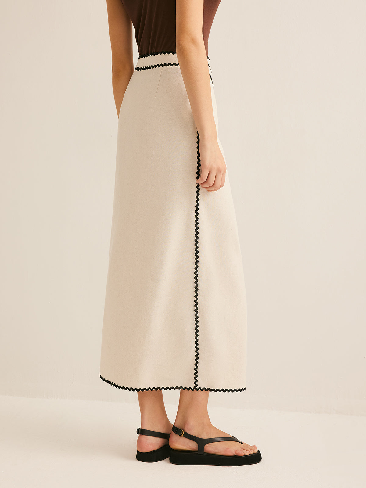 Elegante Midi Rok Van Katoen En Linnen Voor Modebewuste Vrouwen – Ademend, Lichtgewicht & Perfect Voor Zomerse Outfits En Speciale Gelegenheden.