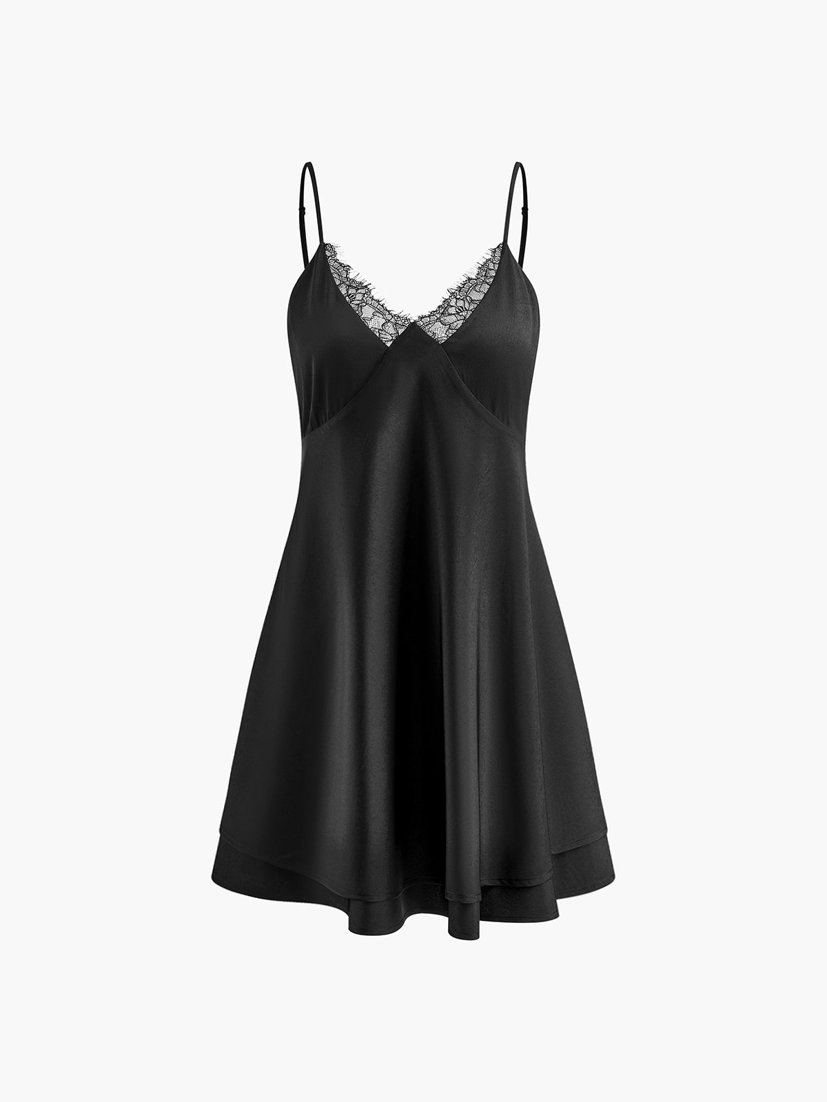 Satijnen Jurk Voor Dames – Korte Snit, Kantdetails & Zomers Avondgevoel