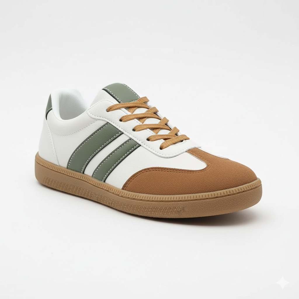 Sneakers Met Veters En Klassieke Retro Look en Gumzool