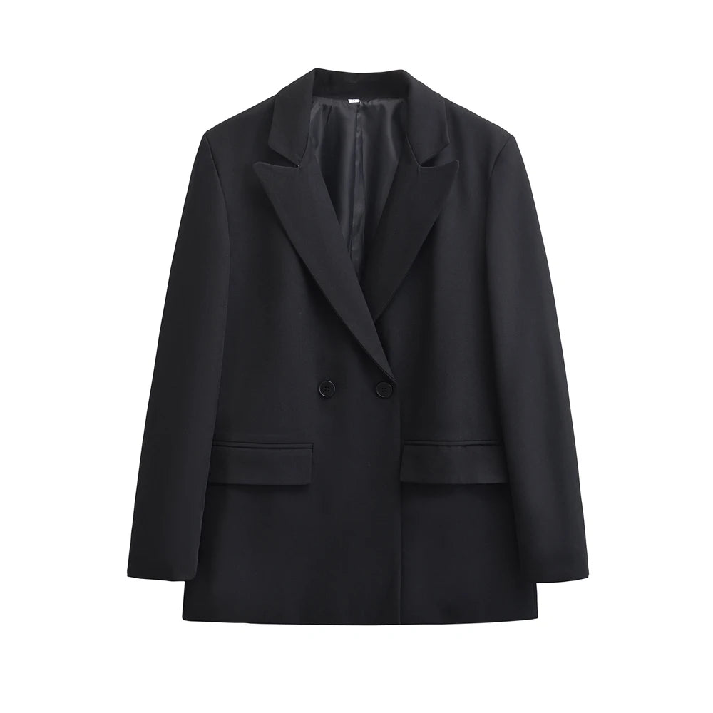 Dames Blazer Met Dubbele Knoopsluiting En Revers – Minimalistisch, Gestructureerd & Perfect Voor Voorjaar En Herfst