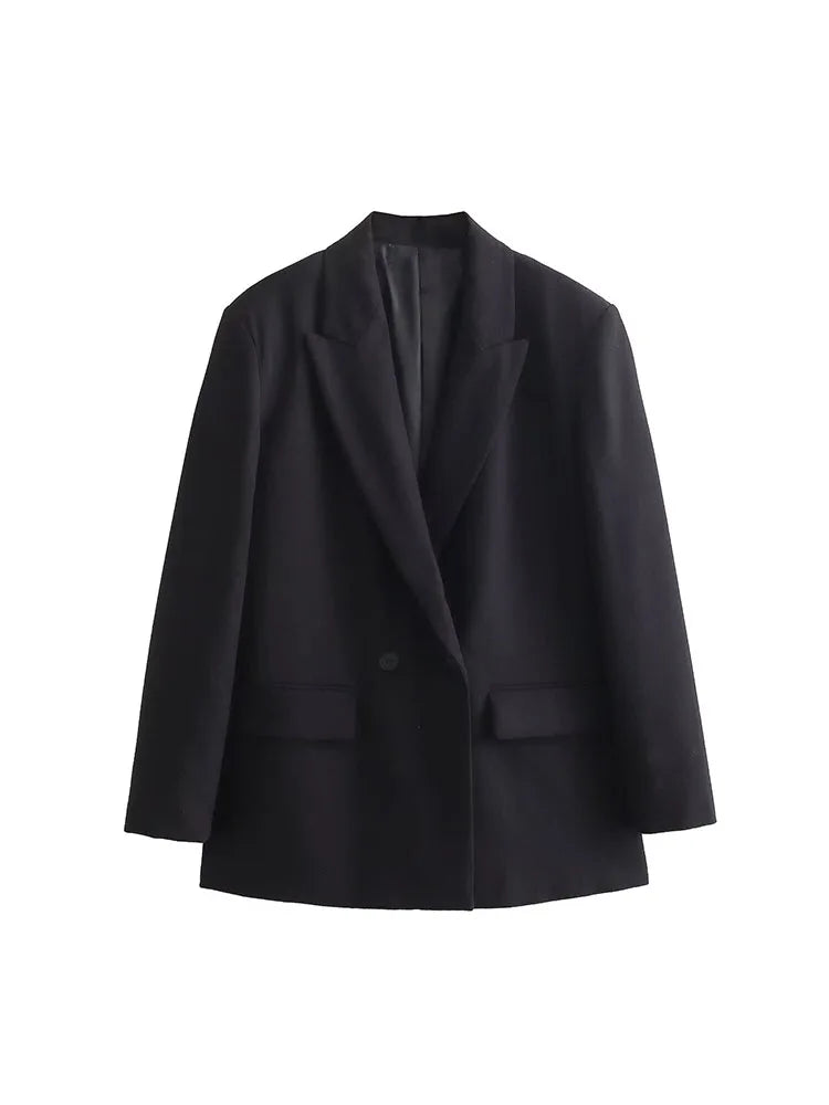 Dames Blazer Met Dubbele Knoopsluiting En Revers