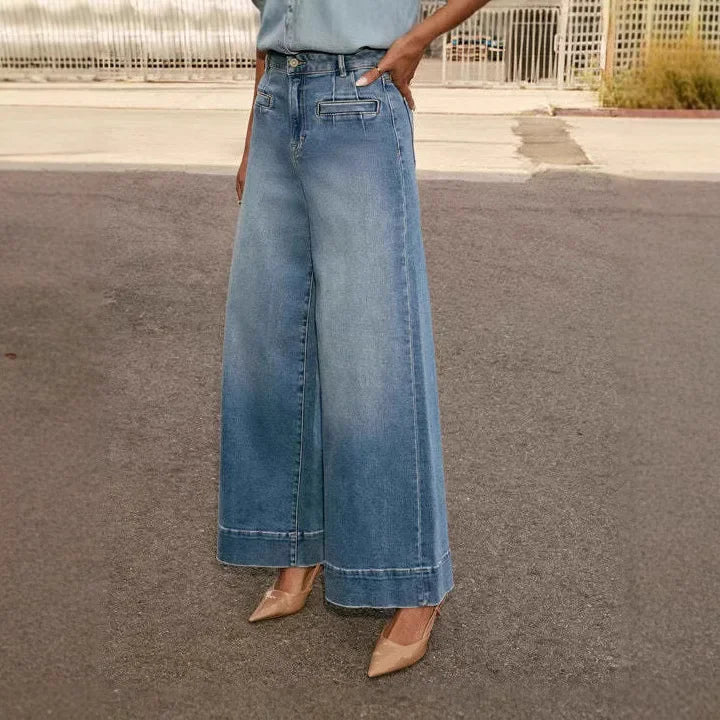 Blauwe Wide Leg Jeans Dames