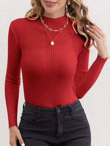 Ribgebreide Dames Top Met Mockneck – Stijlvolle Essential Voor Laagjes En Solo Looks