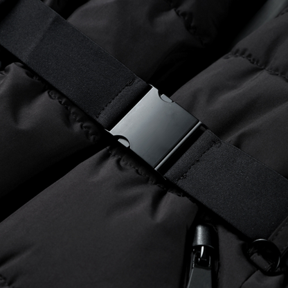 Zwarte Dames Belted Puffer Jas