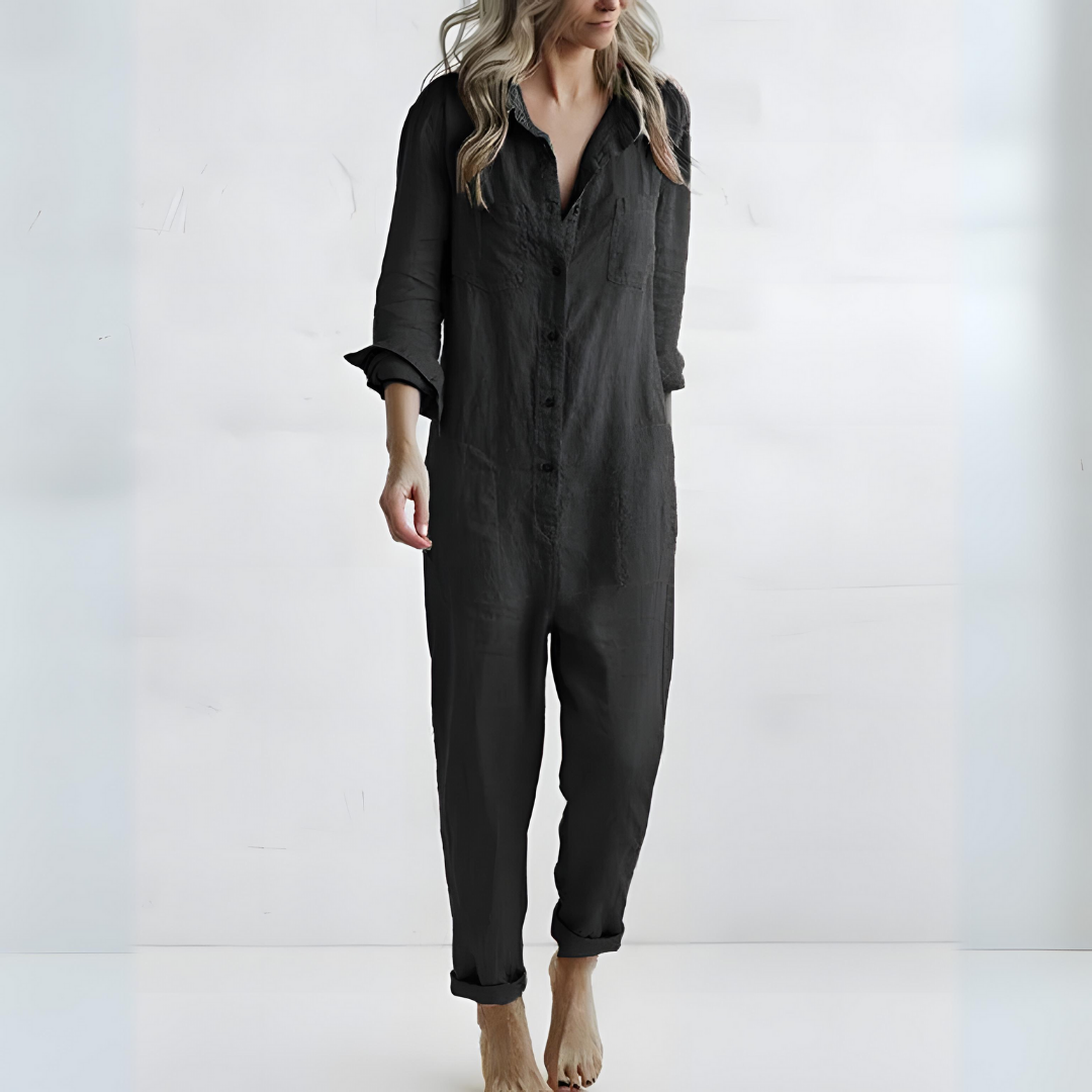 Luchtige Linnen Jumpsuit Met Knoopsluiting – Moeiteloze Everyday Chic