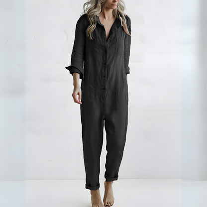 Luchtige Linnen Jumpsuit Met Knoopsluiting – Moeiteloze Everyday Chic