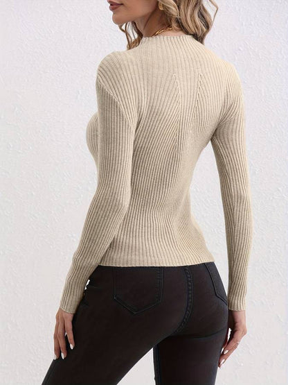 Ribgebreide Dames Top Met Mockneck – Stijlvolle Essential Voor Laagjes En Solo Looks