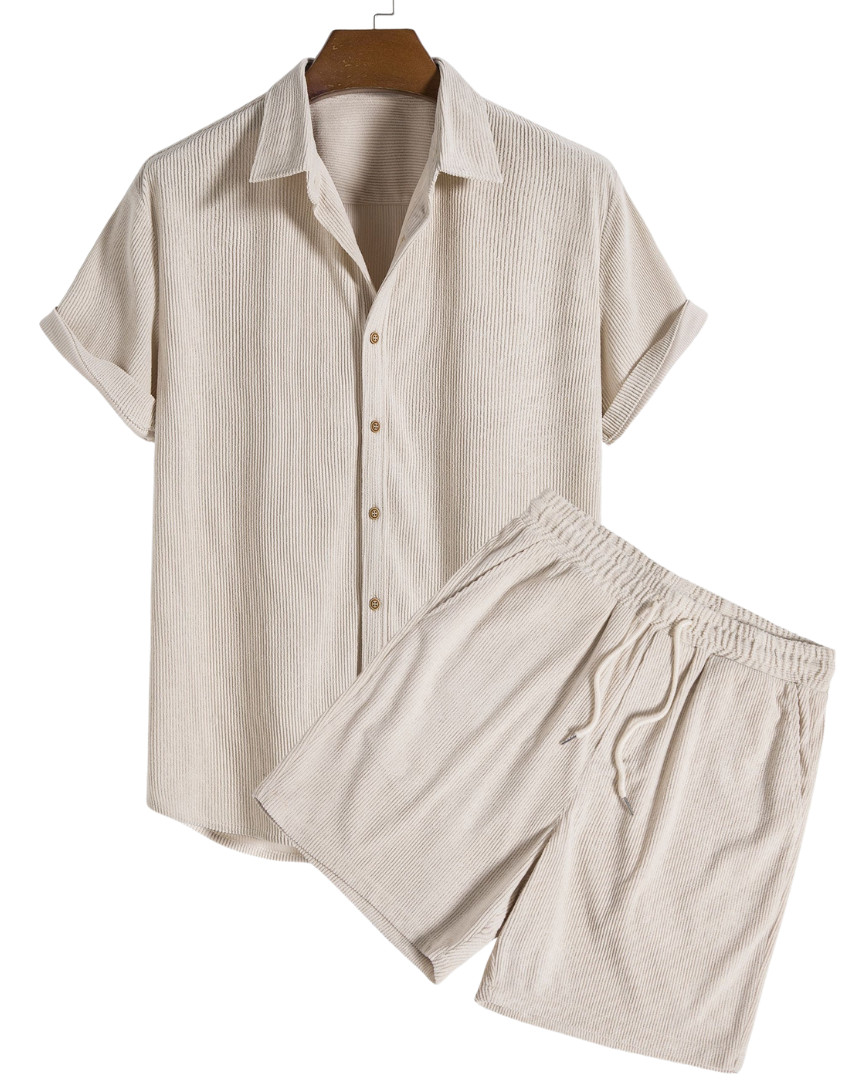 Tweedelige zomer set voor heren – luchtig ribdesign, relaxte pasvorm & ultiem comfort