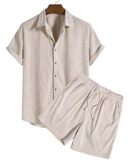 Tweedelige zomer set voor heren – luchtig ribdesign, relaxte pasvorm & ultiem comfort