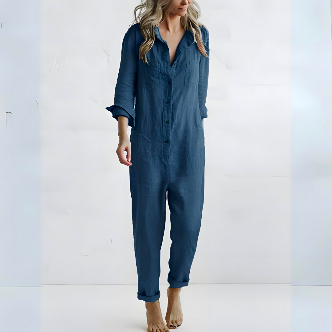 Luchtige Linnen Jumpsuit Met Knoopsluiting – Moeiteloze Everyday Chic