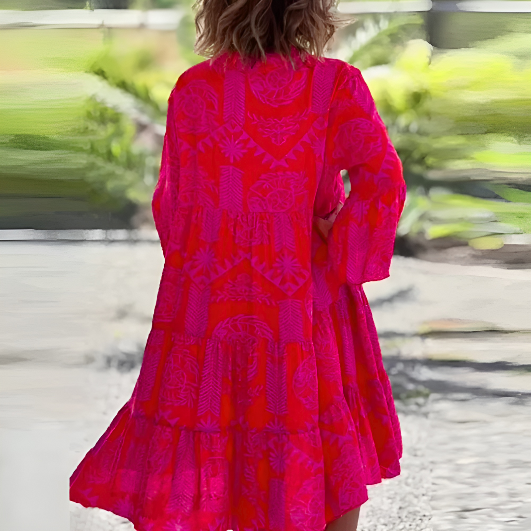 Luchtige Dames Tuniekjurk Met Etnisch Patroon – Ideaal Voor Zomerse Dagen