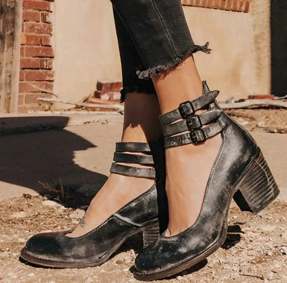 Dames Hak Met Dubbele Gesp & Blokhak – Stevig, Elegant & Voorjaar & Zomer