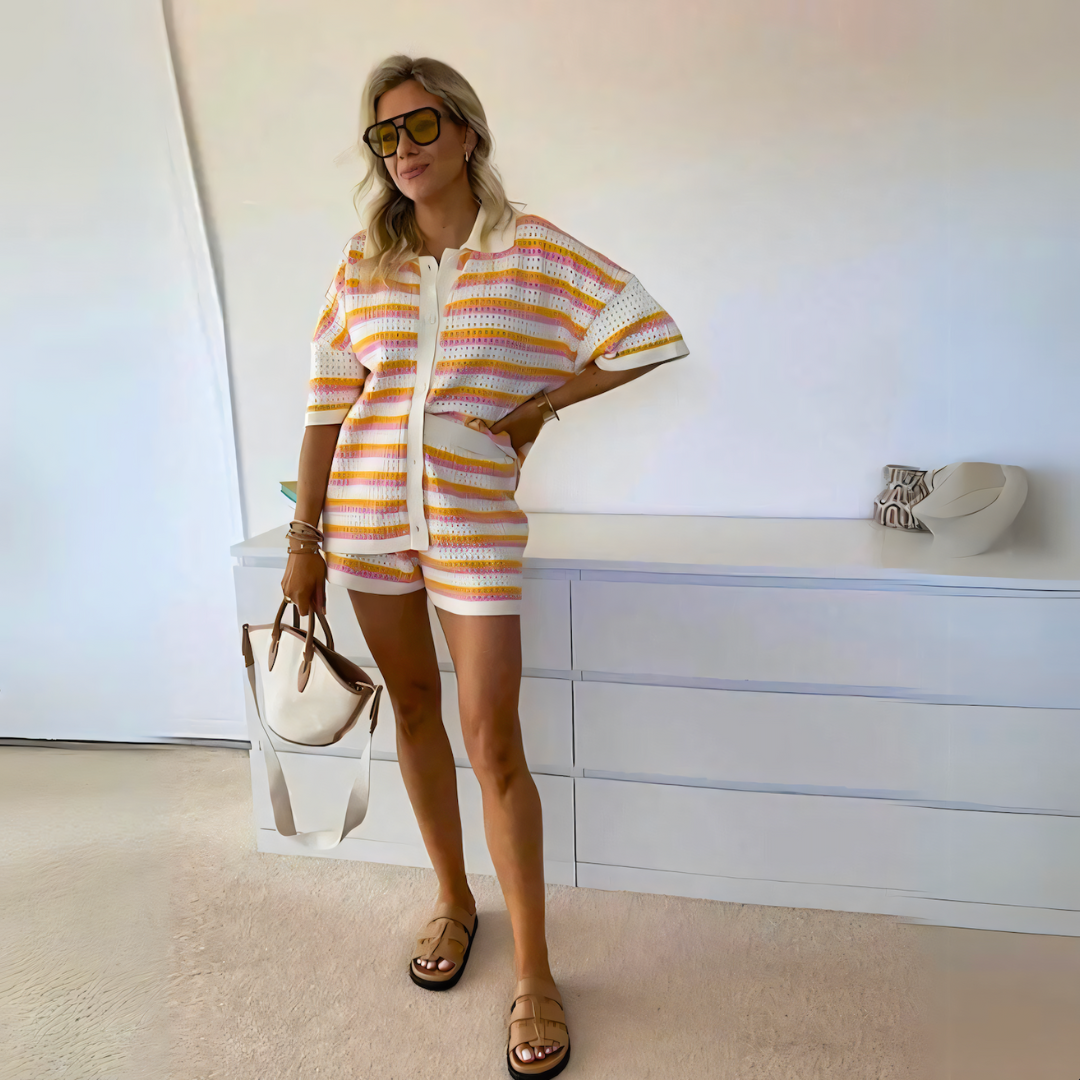 Gebreide Dames Zomerset Met Streepdetails – Relaxed En Trendy