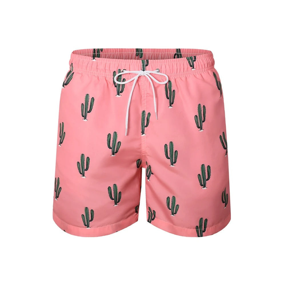 Heren zwemshort met cactusprint – ademend, verstelbaar & perfect voor zomerdagen