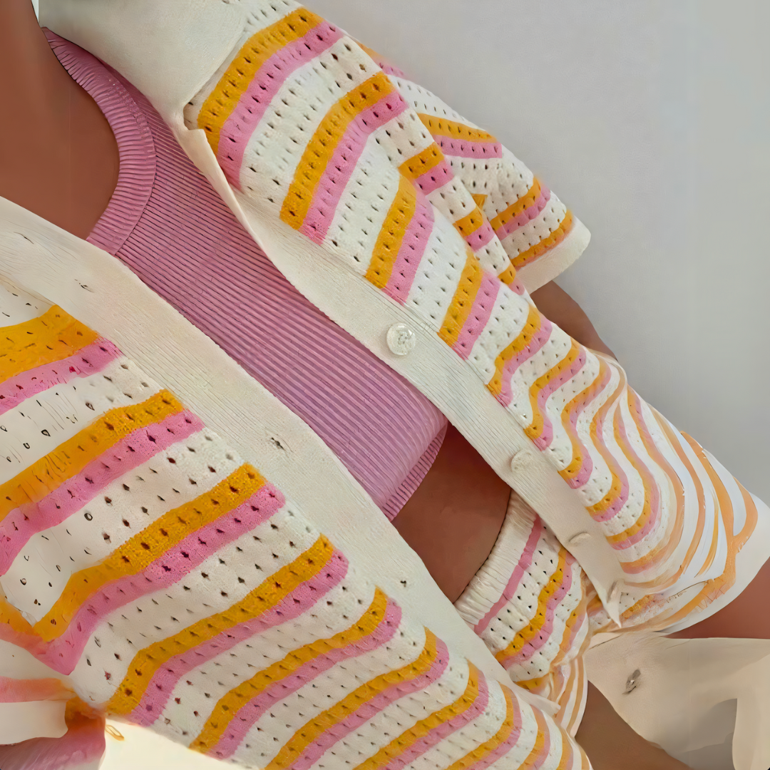 Gebreide Dames Zomerset Met Streepdetails – Relaxed En Trendy