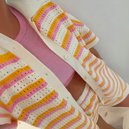 Gebreide Dames Zomerset Met Streepdetails – Relaxed En Trendy