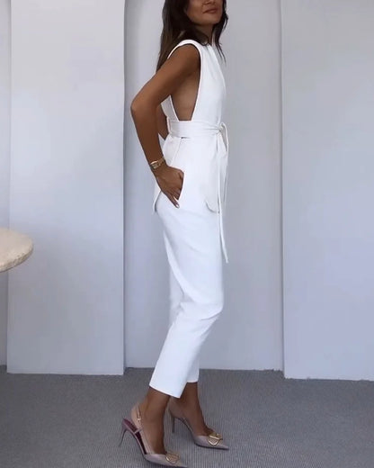 Dames Set Met Mouwloze Top En Cropped Pantalon – Lente, Zomer En Nazomer