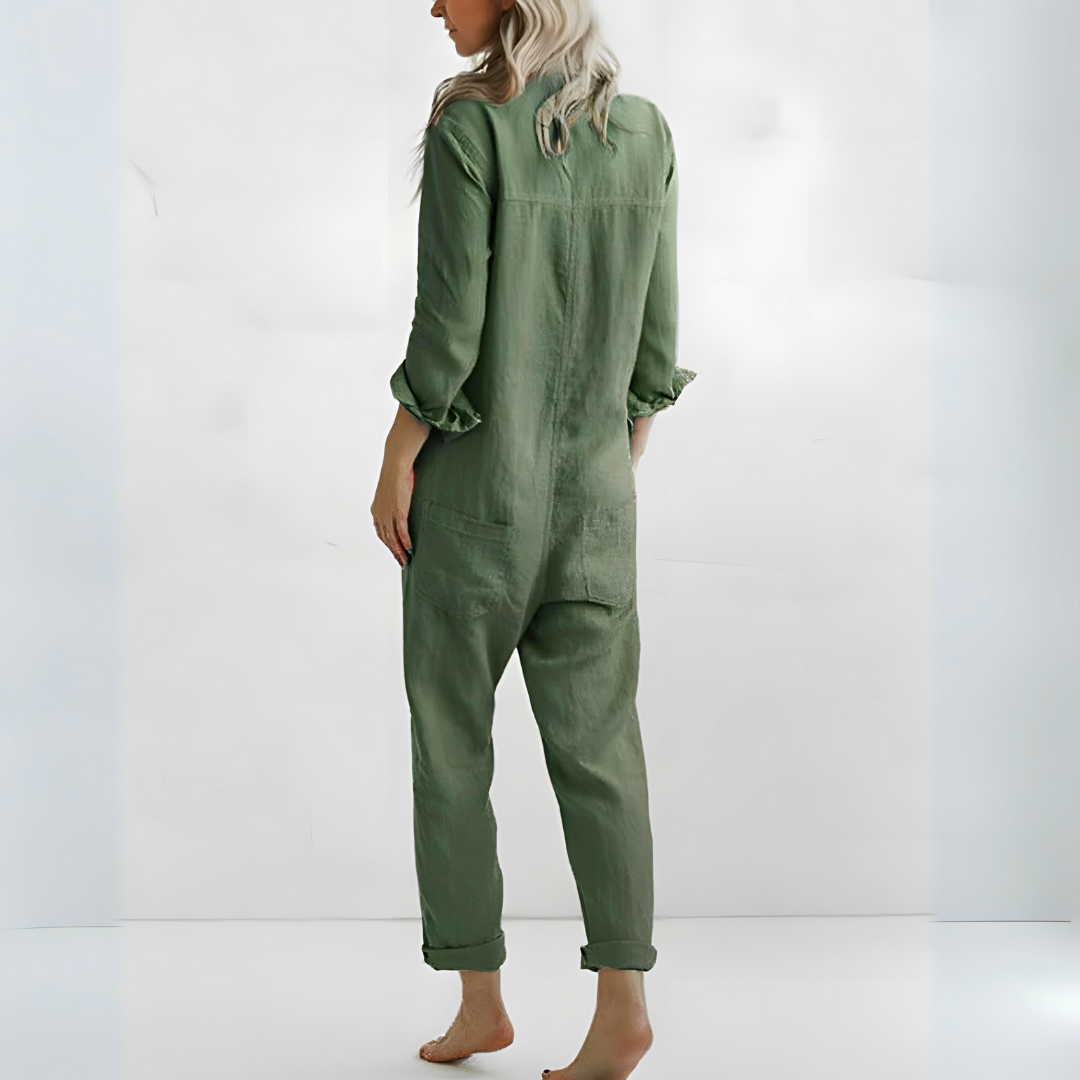 Luchtige Linnen Jumpsuit Met Knoopsluiting – Moeiteloze Everyday Chic