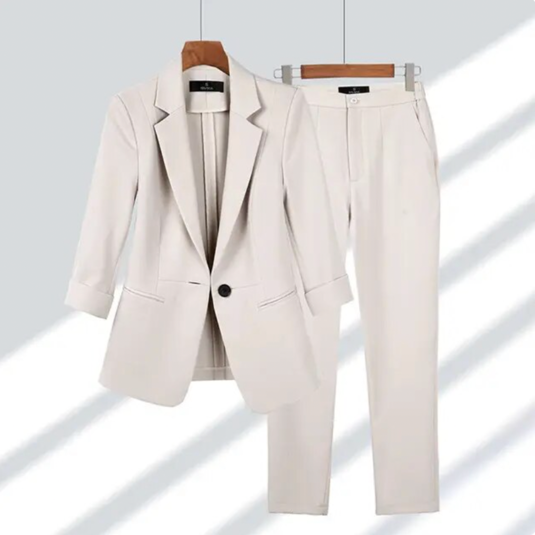 Dames Blazerpak 2-Delig – Stijlvolle Blazer Met Bijpassende Pantalon Voor Een Krachtige Look