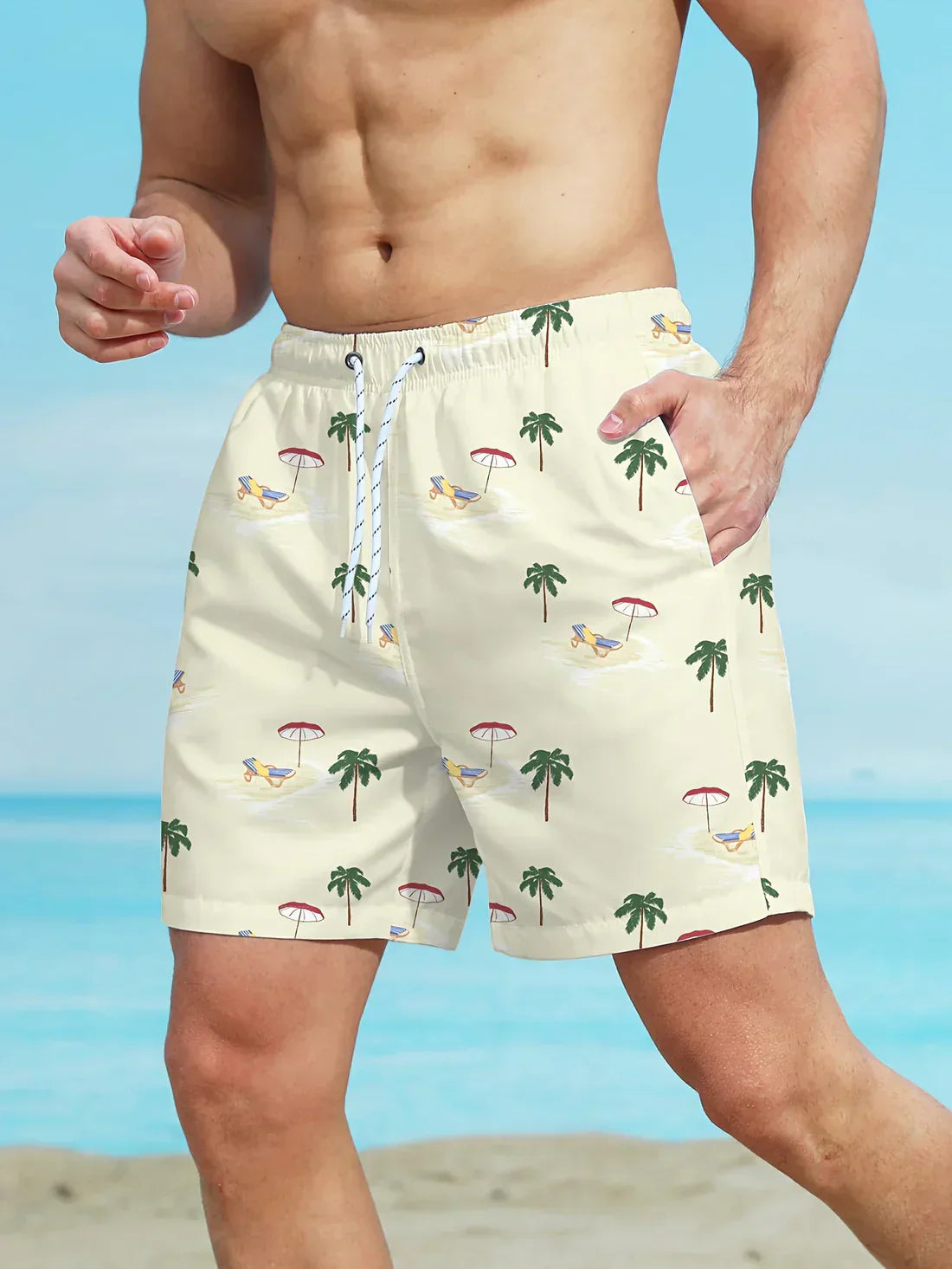 Zwemshort met tropische print voor heren – sneldrogend, verstelbaar & zomerproof