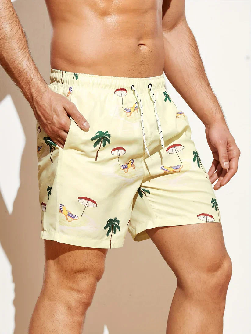 Zwemshort met tropische print voor heren – sneldrogend, verstelbaar & zomerproof