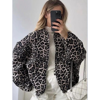 Luchtige Teddy Bomber Met Luipaardprint – Trendy Oversized Jas Voor Lente, Herfst & Koele Zomeravonden