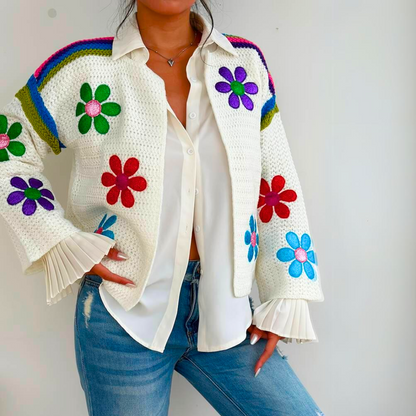 Gehaakt Vest Met Bloemenapplicaties – Bohemian Retro Vibe