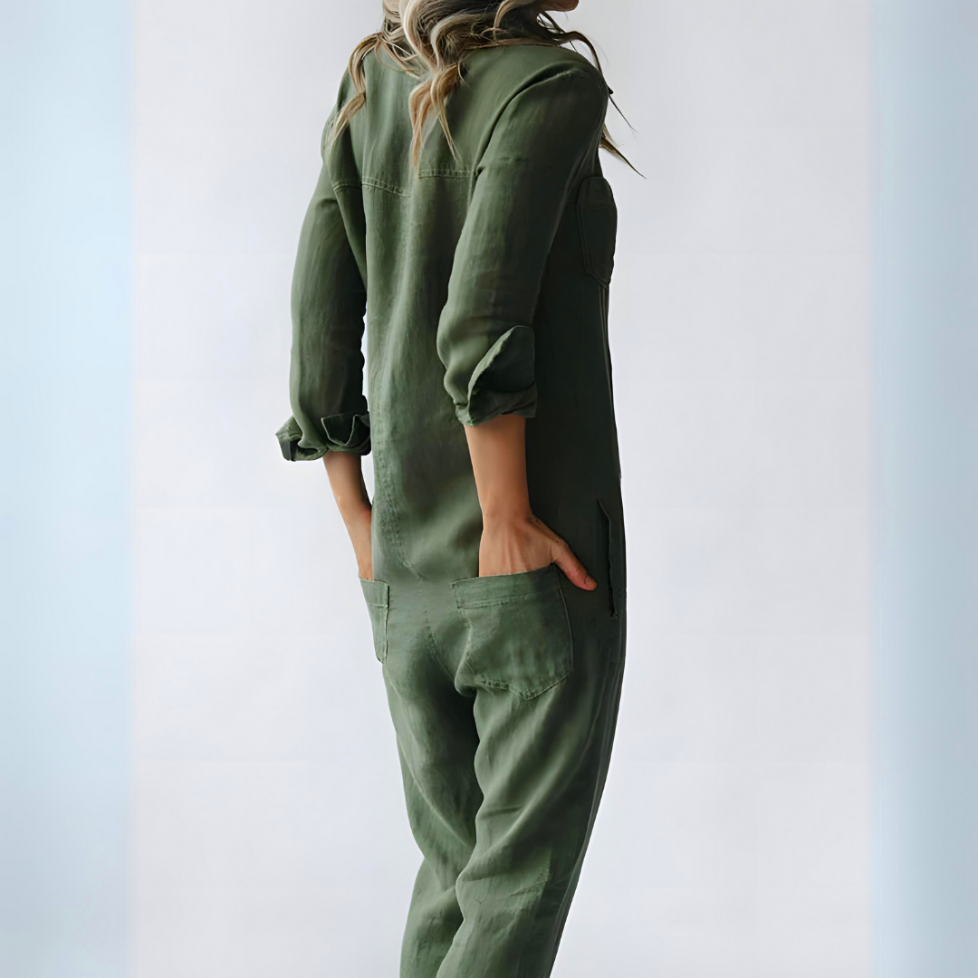 Luchtige Linnen Jumpsuit Met Knoopsluiting – Moeiteloze Everyday Chic