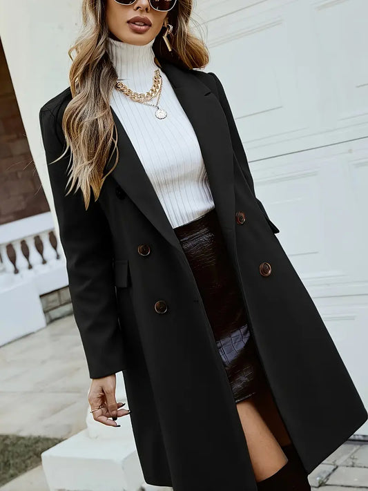 Zwarte Lange Mantel Voor Dames