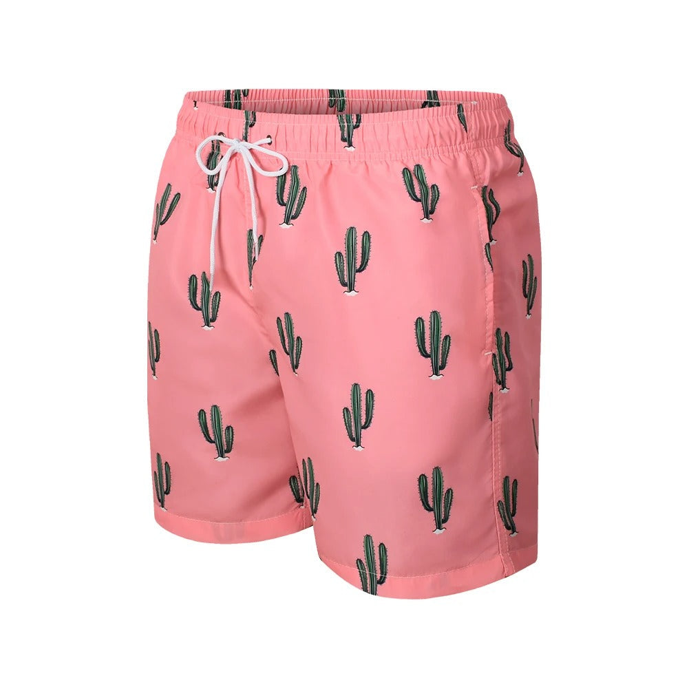 Heren zwemshort met cactusprint – ademend, verstelbaar & perfect voor zomerdagen