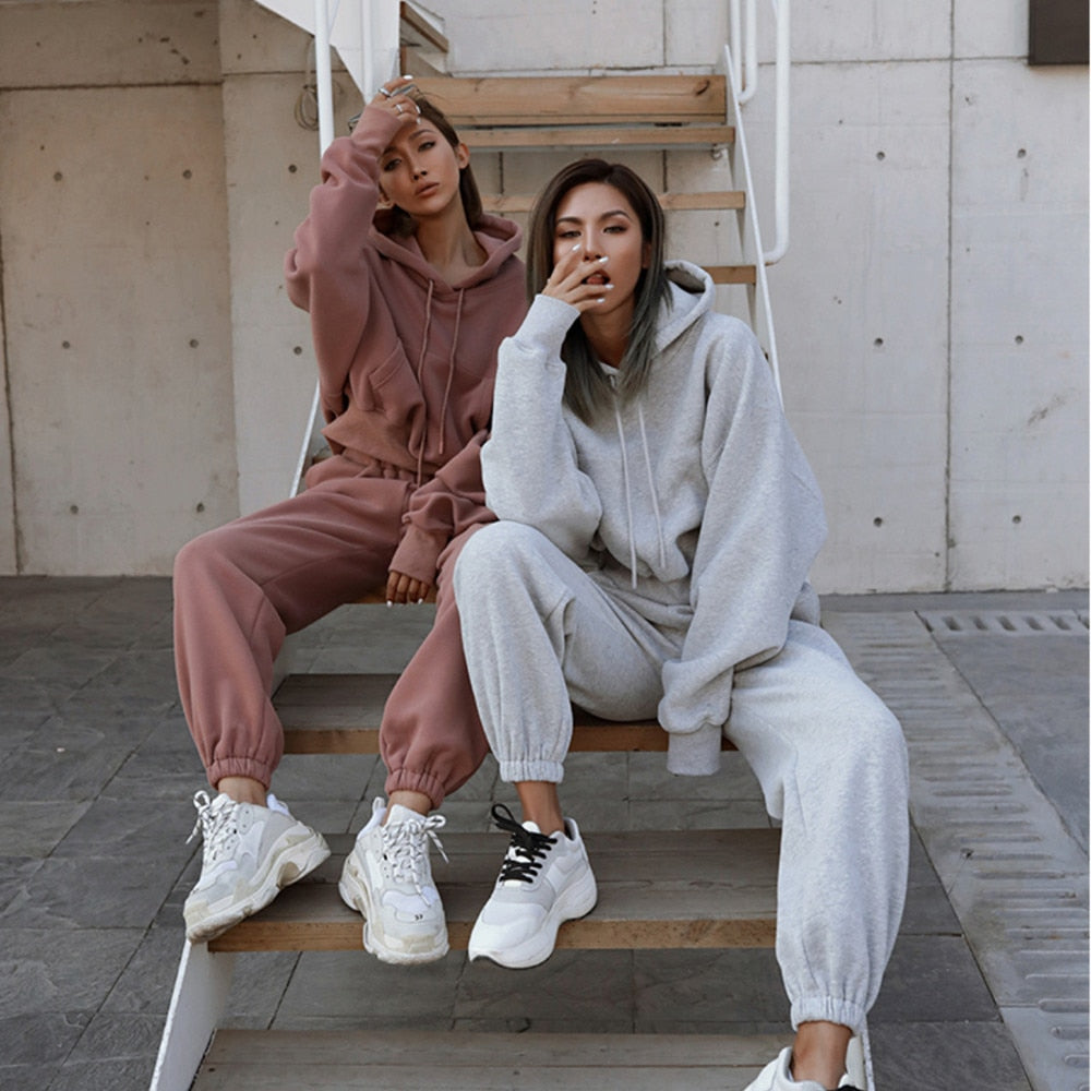 Dames Hoodie En Jogger Set In Oversized Fit – Herfst, Winter En Voorjaar
