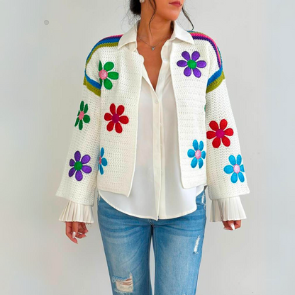 Gehaakt Vest Met Bloemenapplicaties – Bohemian Retro Vibe