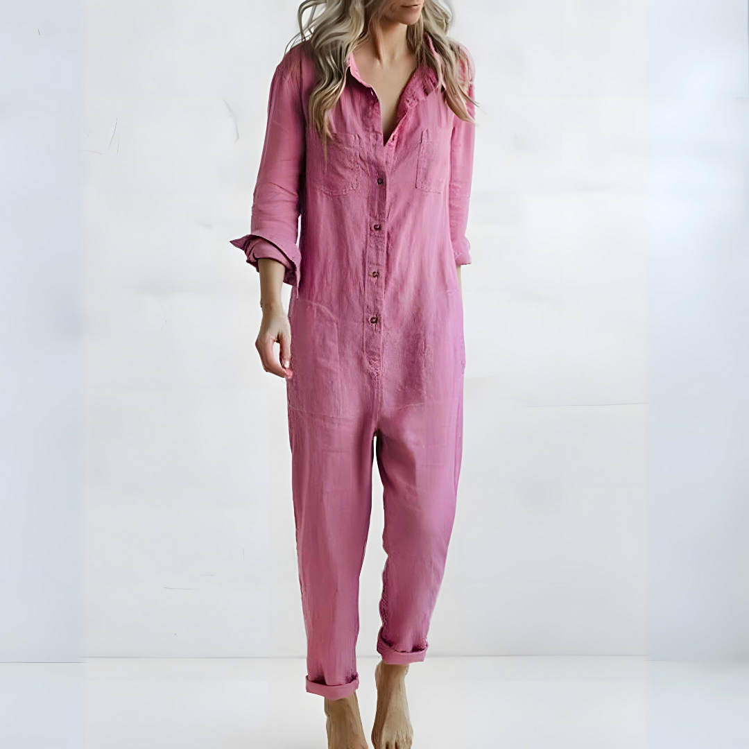 Luchtige Linnen Jumpsuit Met Knoopsluiting – Moeiteloze Everyday Chic