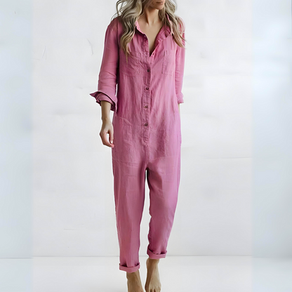 Luchtige Linnen Jumpsuit Met Knoopsluiting – Moeiteloze Everyday Chic