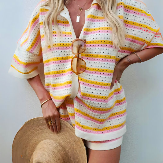 Gebreide Dames Zomerset Met Streepdetails – Relaxed En Trendy