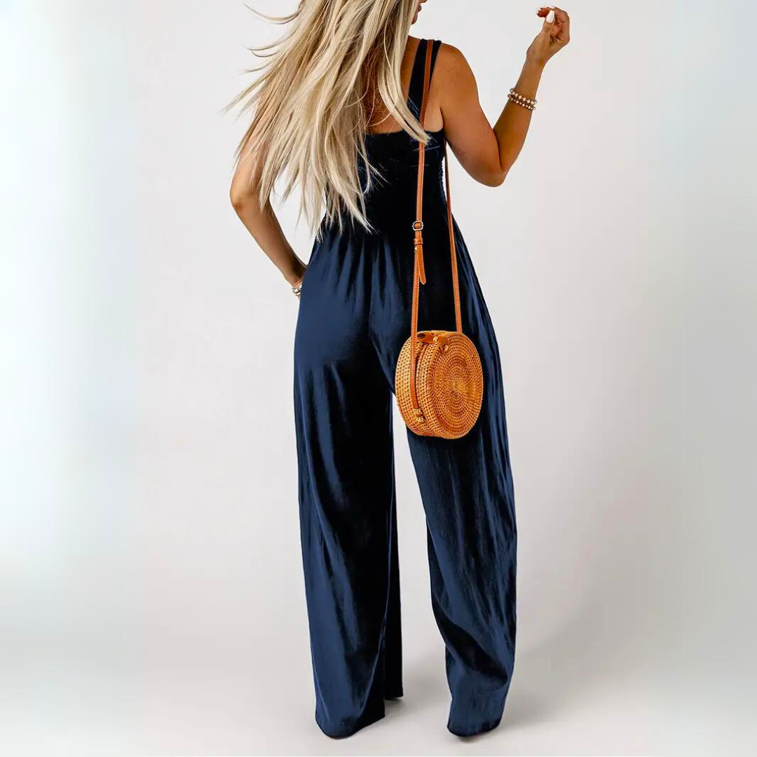 Luchtige Dames Jumpsuit Met Smocktop En Wijde Pijpen – Ideaal Voor Zomer En Vakantie