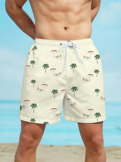 Zwemshort met tropische print voor heren – sneldrogend, verstelbaar & zomerproof