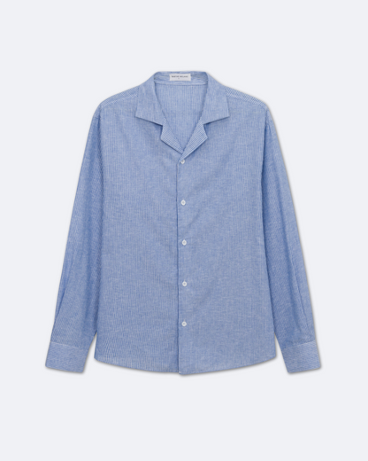 Gestreept Herenshirt Met Lange Mouwen – Open Kraag, Ademend & Voorjaar & Zomer