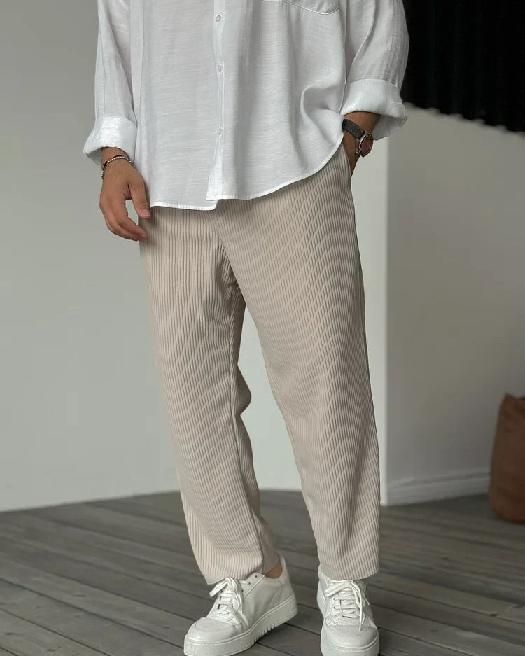 Comfort Fit Plissé Broek Heren