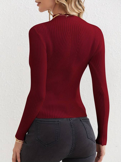 Ribgebreide Dames Top Met Mockneck – Stijlvolle Essential Voor Laagjes En Solo Looks