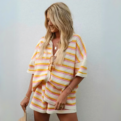 Gebreide Dames Zomerset Met Streepdetails – Relaxed En Trendy