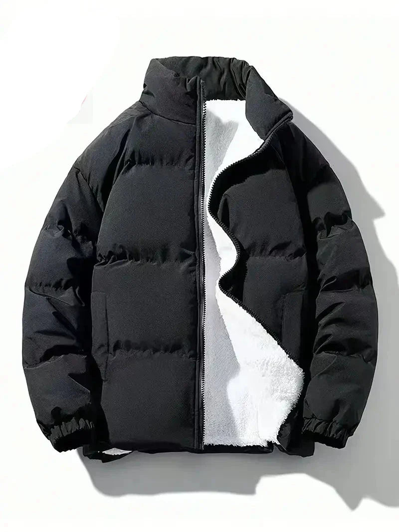 Winter Heren Pufferjas Met Teddyvoering En Opstaande Kraag