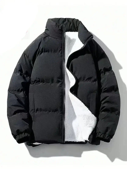 Winter Heren Pufferjas Met Teddyvoering En Opstaande Kraag