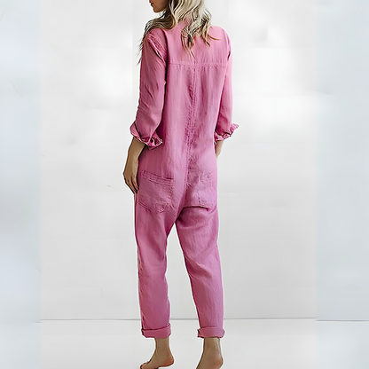 Luchtige Linnen Jumpsuit Met Knoopsluiting – Moeiteloze Everyday Chic