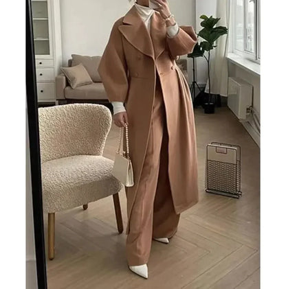 Lange Mantel Voor Dames – Elegante Tailoring, Oversized Revers & Naadloze Sluiting – Herfst En Winter