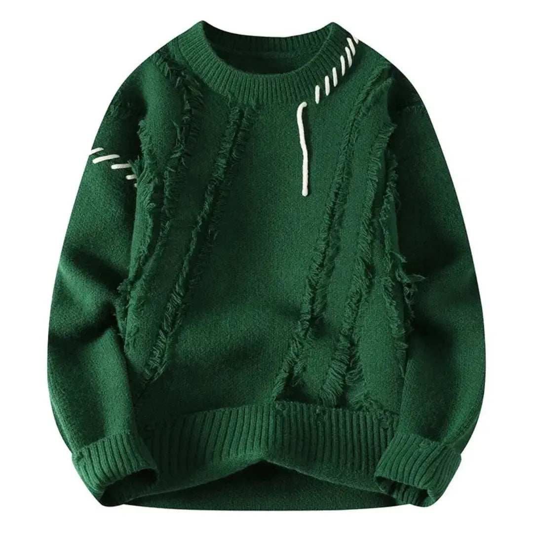 Heren Gebreide Trui Met Ronde Hals En Uniek Patroon