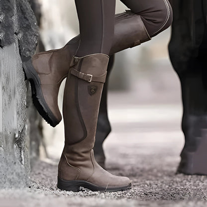 Dames Leren Laarzen Met Hoge Schacht En Antislip Zool