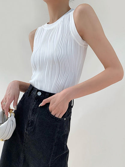 Elegante Tanktop Met Golvende Textuur Voor Modebewuste Vrouwen – Ademende Stof, Tijdloos Ontwerp & Perfect Voor Zomerse Uitjes.