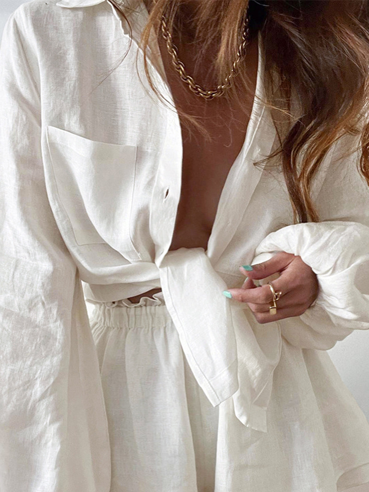 Dames Set Met Dubbel Gelaagde Korte Broek En Blouse – Zomer, Ademend & Perfect Voor Casual En Elegante Uitjes